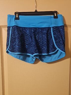 lululemon athletica Light Blue Athletic Shorts with Navy Print